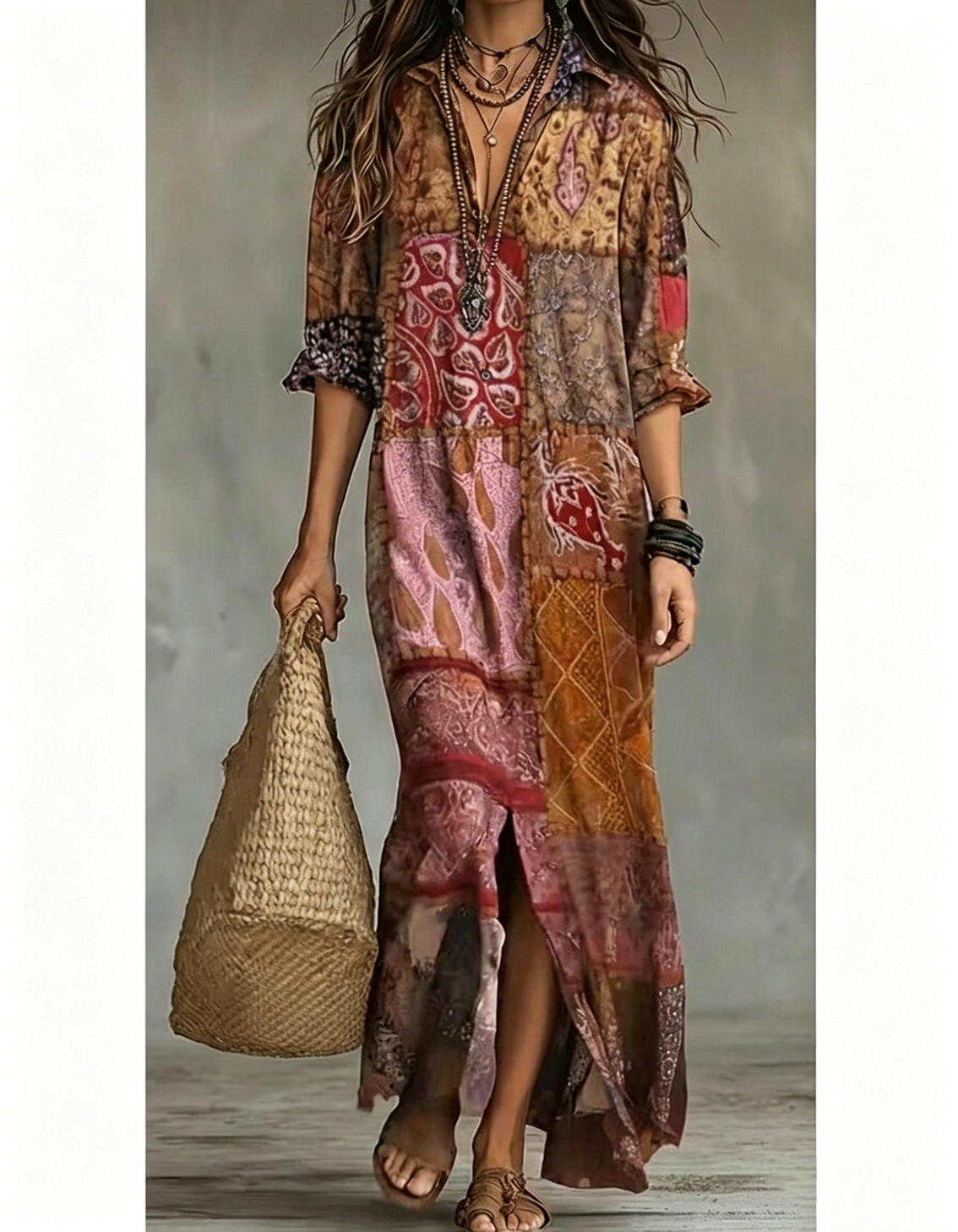Długa sukienka w stylu boho, elegancka i wygodna, podkreśli Twój temperament.