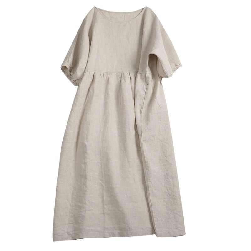 Elegancka bawełniana sukienka w stylu vintage z okrągłym dekoltem