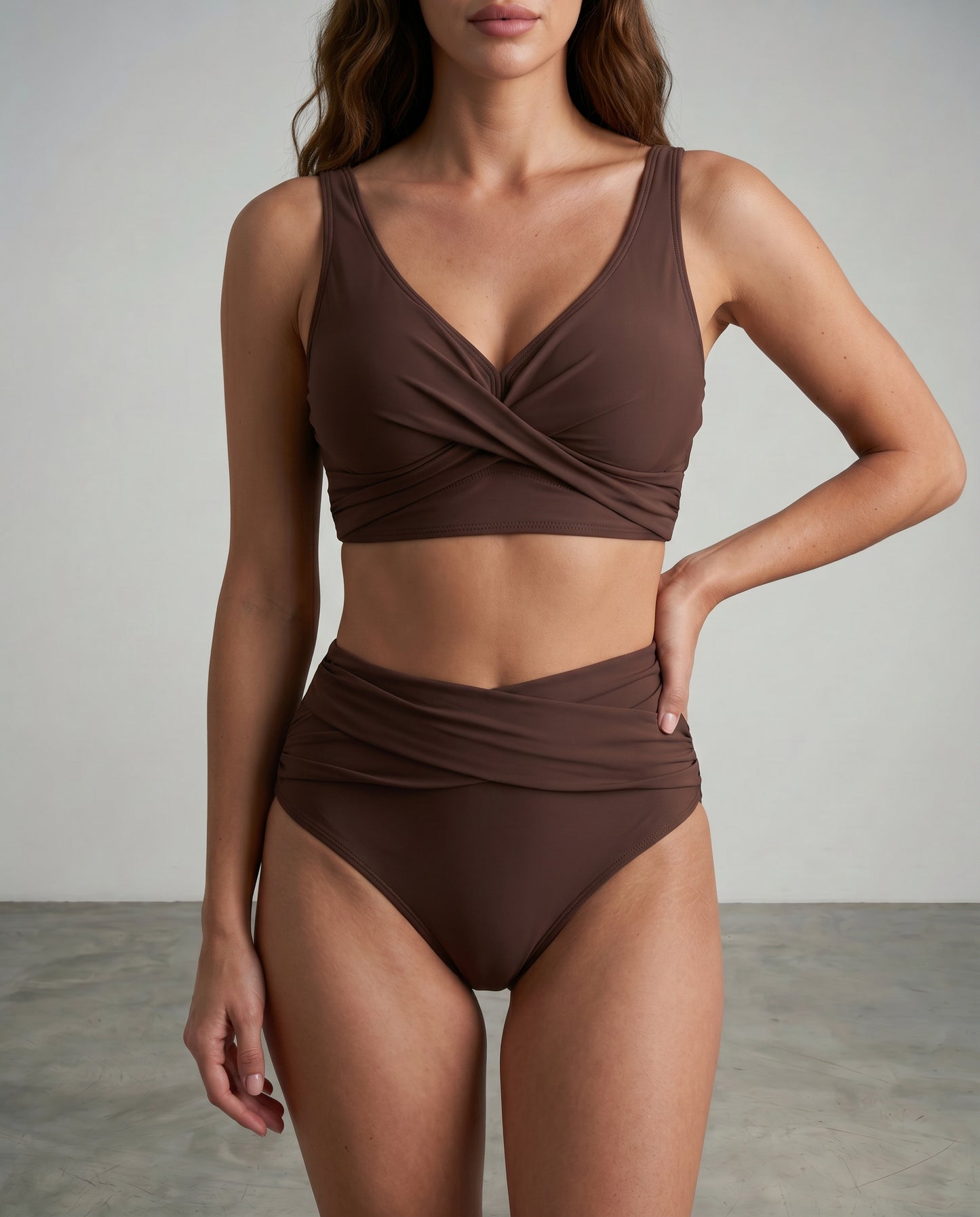 Seksowny dwuczęściowy kostium kąpielowy bikini z wysokim stanem
