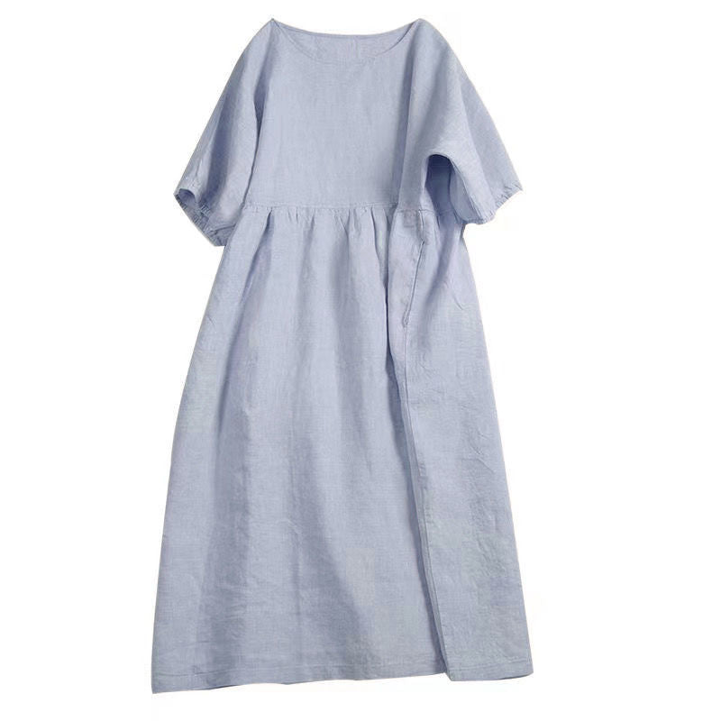 Elegancka bawełniana sukienka w stylu vintage z okrągłym dekoltem