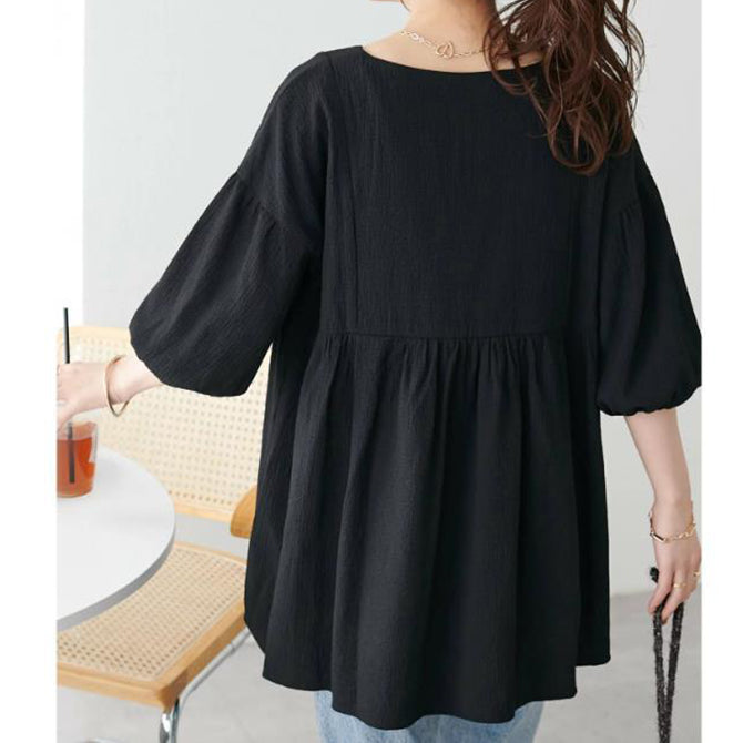Damski top w jednolitym kolorze, plus-size, rękawy 3/4, luźny krój