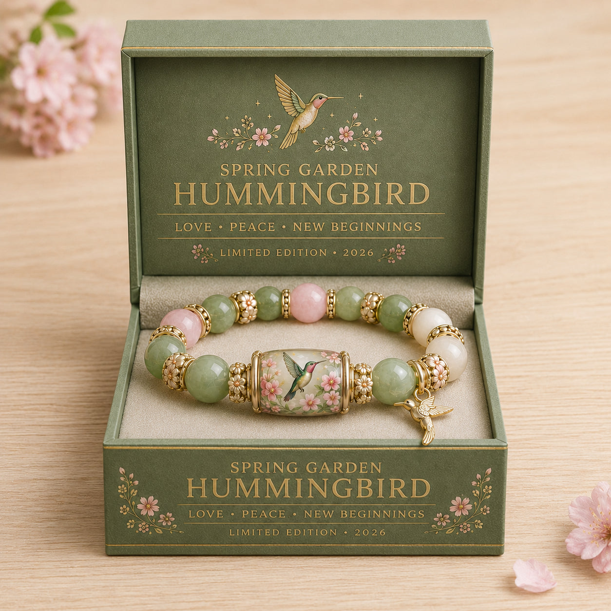 Bransoletka koralikowa Hummingbird Limited Edition: wyjątkowy, stonowany, luksusowy wzór; idealny do użytku osobistego lub na prezent.