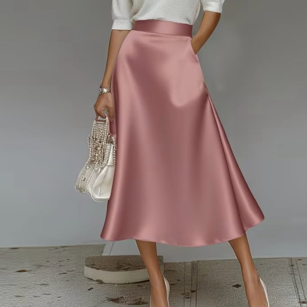 Elegancka i wygodna długa sukienka z merceryzowanej bawełny w jednolitym kolorze, która emanuje elegancją i jest uniwersalnym fasonem.
