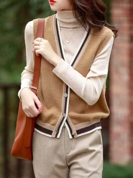 Elegancki i wygodny sweter bez rękawów o luźnym kroju w stylu retro, dostępny w różnych kolorach.