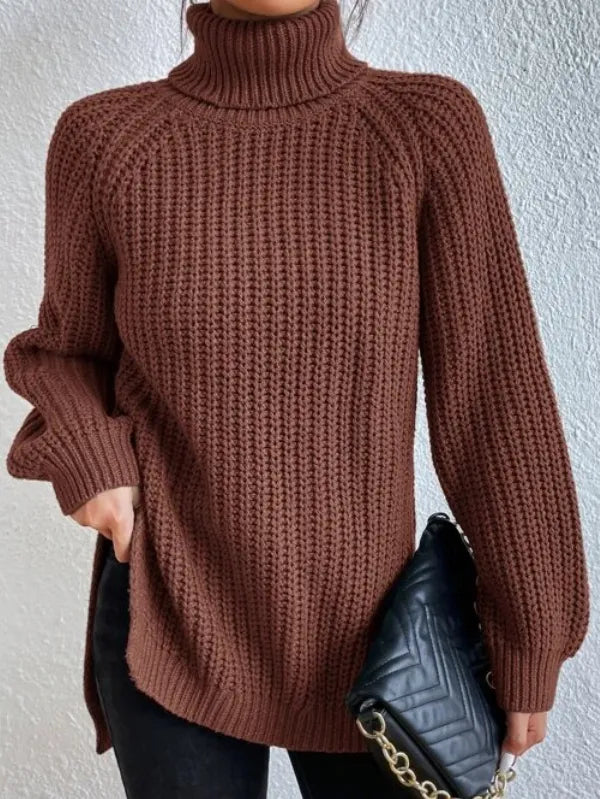 Nowy sweter z golfem w jednolitym kolorze, długie rękawy, wygodny i swobodny, uniwersalny styl.