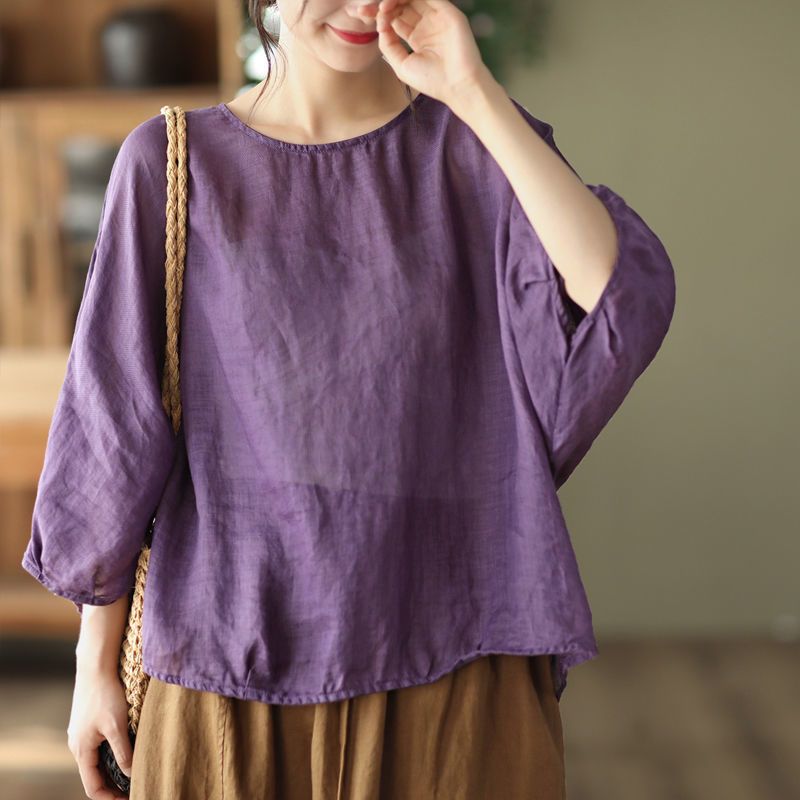 Nowy damski, luźny top w stylu retro z rękawami typu nietoperz, o modnym i lekkim designie.