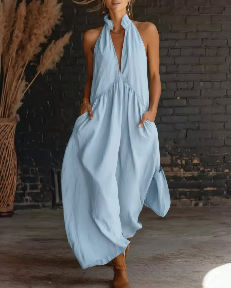 Ta nowa, elegancka, letnia sukienka w stylu kurortowym, wykonana z bawełny i lnu, ze stójką, podkreśli Twój wyjątkowy urok.