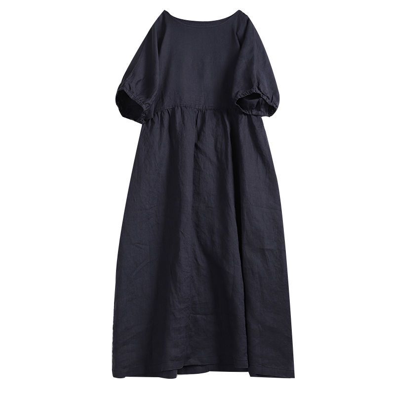 Elegancka bawełniana sukienka w stylu vintage z okrągłym dekoltem