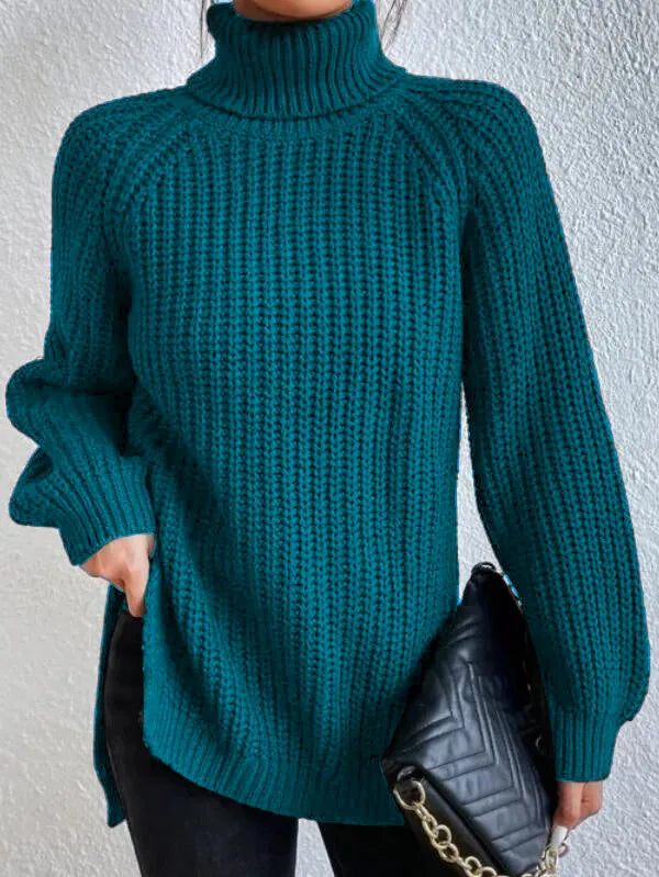 Nowy sweter z golfem w jednolitym kolorze, długie rękawy, wygodny i swobodny, uniwersalny styl.