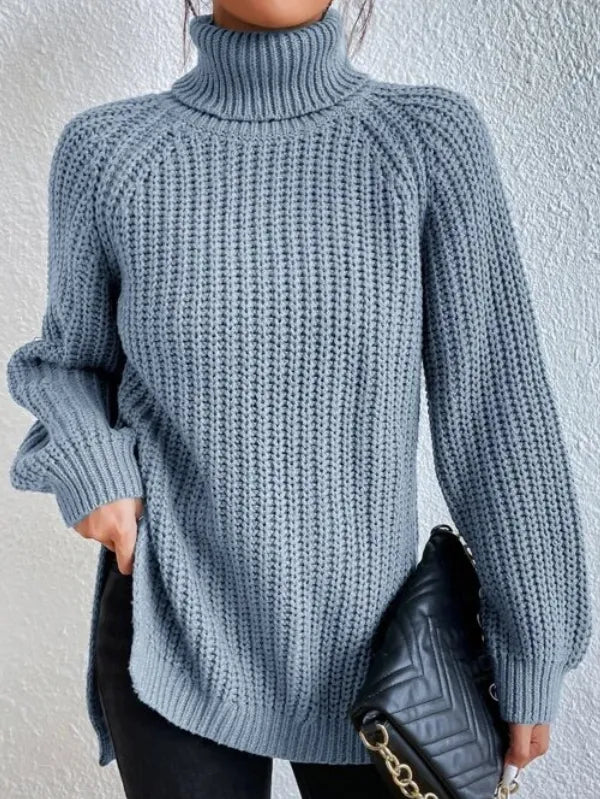 Nowy sweter z golfem w jednolitym kolorze, długie rękawy, wygodny i swobodny, uniwersalny styl.