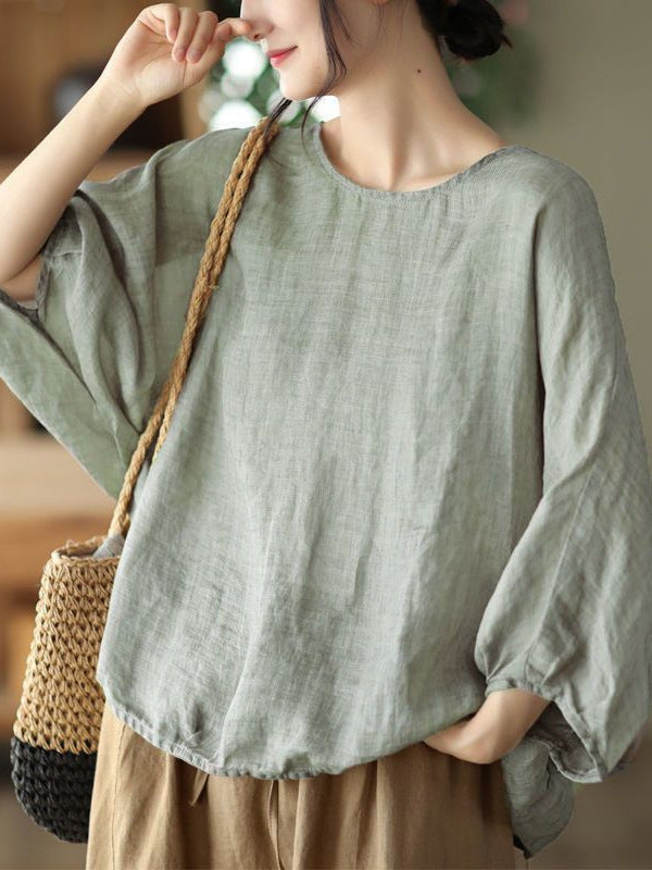 Nowy damski, luźny top w stylu retro z rękawami typu nietoperz, o modnym i lekkim designie.