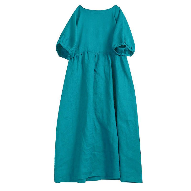 Elegancka bawełniana sukienka w stylu vintage z okrągłym dekoltem
