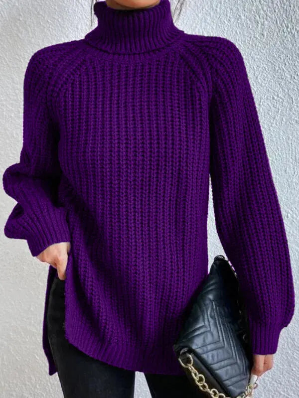 Nowy sweter z golfem w jednolitym kolorze, długie rękawy, wygodny i swobodny, uniwersalny styl.