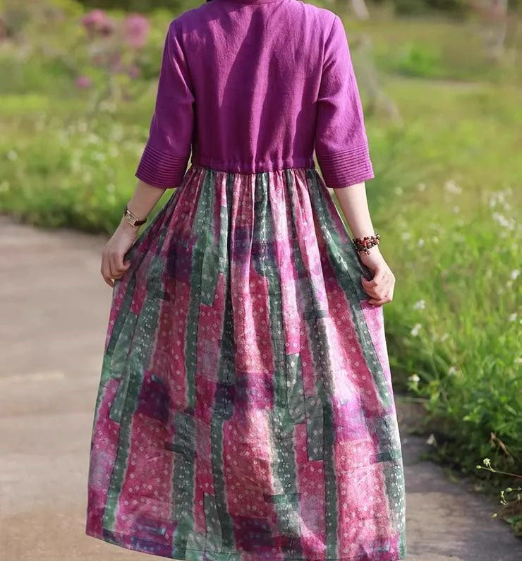 Elegancka i wygodna bawełniana sukienka z długim rękawem w różowy kwiatowy wzór