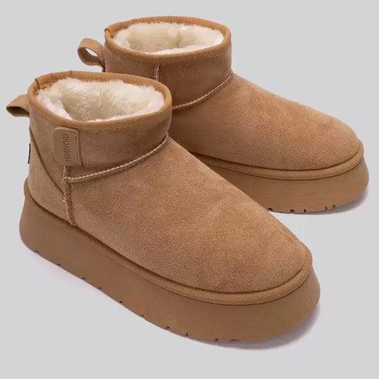 Nowe damskie, płaskie, ciepłe, zapinane na zamek buty śnieżne, gruba podszewka z polaru