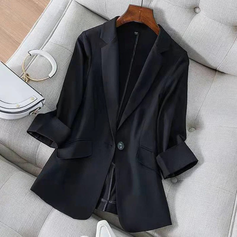 Bawełniano-lniane topy garniturowe slim-fit dla kobiet