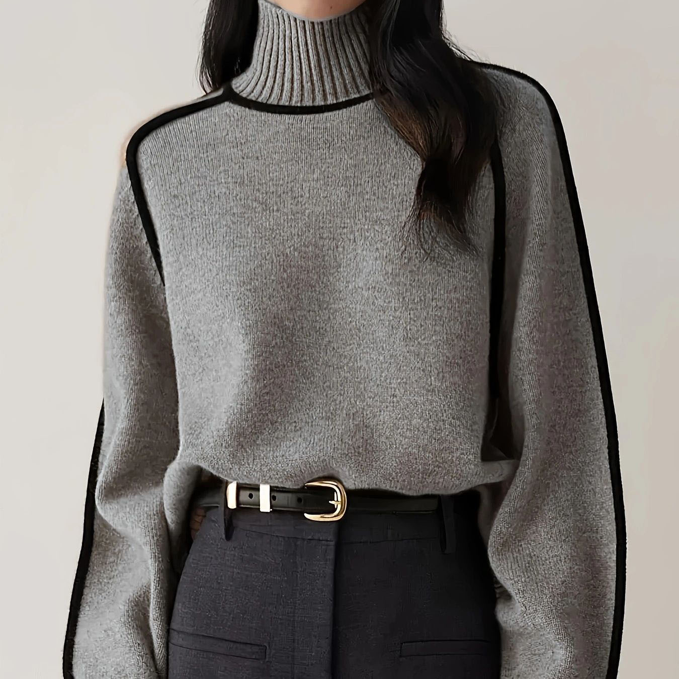 Elegancki i wygodny sweter z golfem z grubego kaszmiru