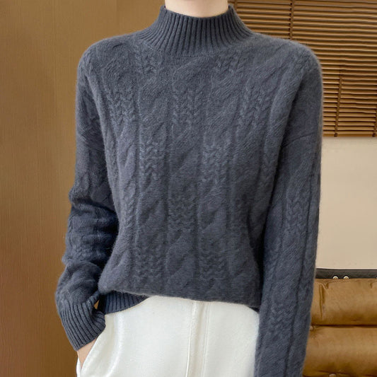 Damski sweter z golfem w jednolitym kolorze