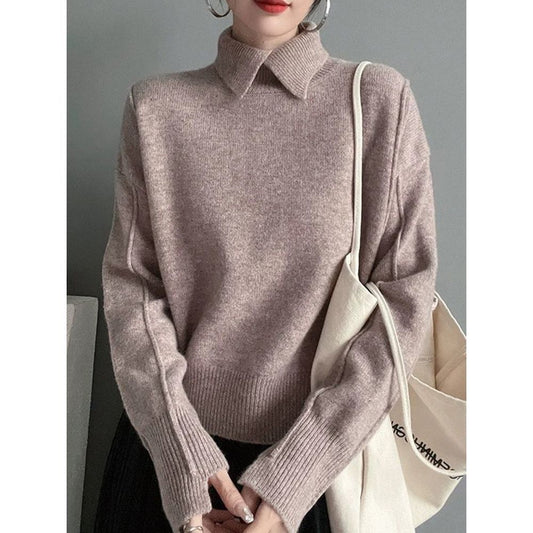 Elegancki i wygodny kaszmirowy sweter z klapami