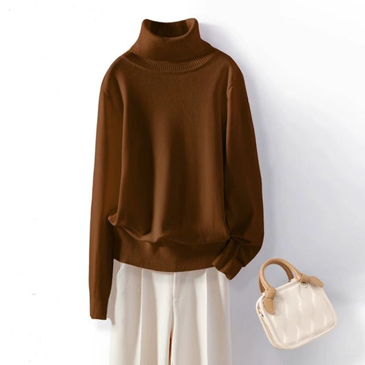 Elegancki i wygodny sweter z golfem w jednolitym kolorze, ciepły i uniwersalny.