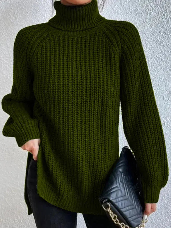 Nowy sweter z golfem w jednolitym kolorze, długie rękawy, wygodny i swobodny, uniwersalny styl.