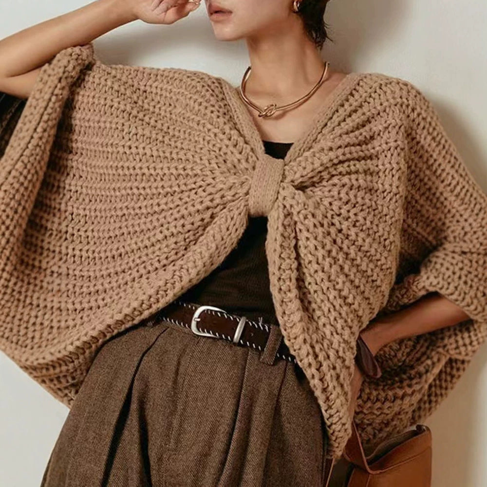 Nowy sweter nietoperzowy na jesień/zimę, luźny i uniwersalny sweter w stylu peleryny, łatwy do dopasowania i swobodny.