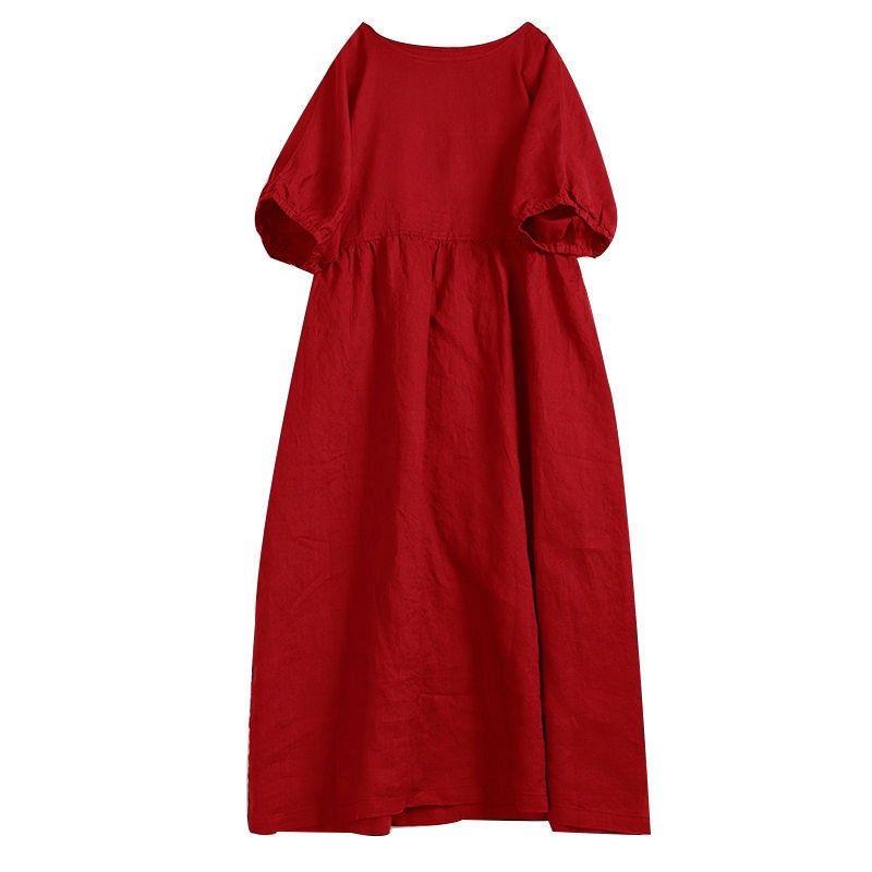 Elegancka bawełniana sukienka w stylu vintage z okrągłym dekoltem