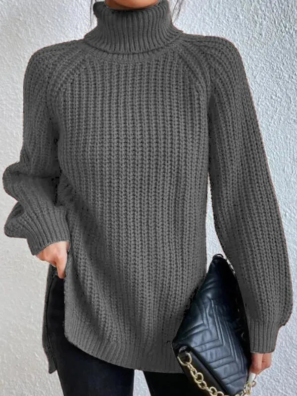 Nowy sweter z golfem w jednolitym kolorze, długie rękawy, wygodny i swobodny, uniwersalny styl.