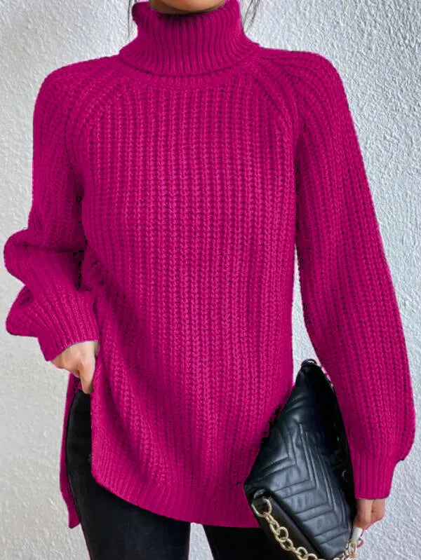 Nowy sweter z golfem w jednolitym kolorze, długie rękawy, wygodny i swobodny, uniwersalny styl.
