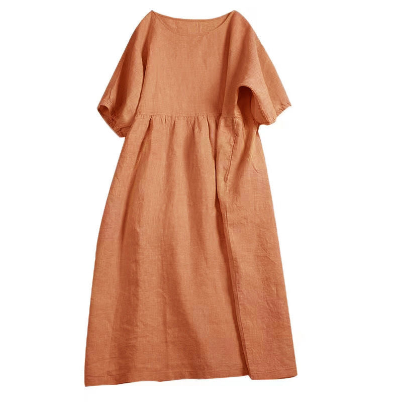 Elegancka bawełniana sukienka w stylu vintage z okrągłym dekoltem