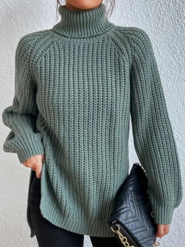 Nowy sweter z golfem w jednolitym kolorze, długie rękawy, wygodny i swobodny, uniwersalny styl.