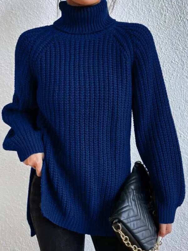 Nowy sweter z golfem w jednolitym kolorze, długie rękawy, wygodny i swobodny, uniwersalny styl.