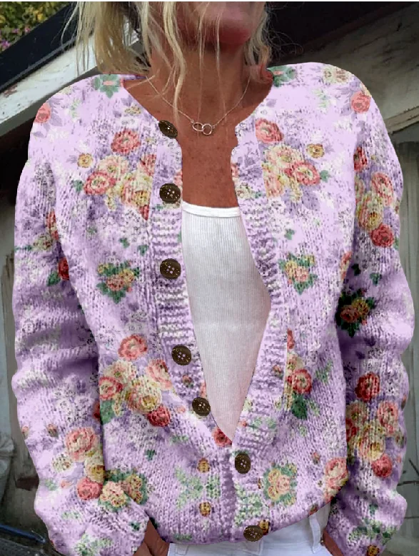 【Wyprzedaż wyprzedażowa】Vintage, kwiatowy sweter w stylu boho