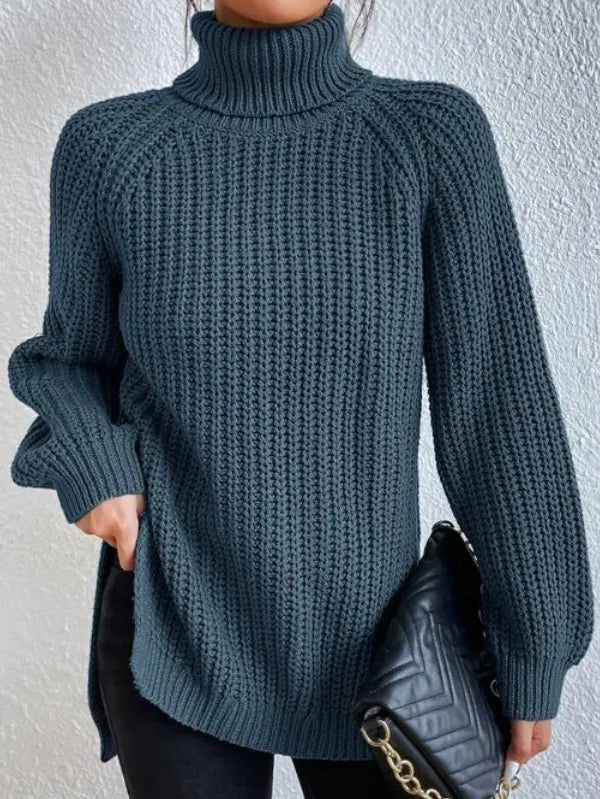 Nowy sweter z golfem w jednolitym kolorze, długie rękawy, wygodny i swobodny, uniwersalny styl.
