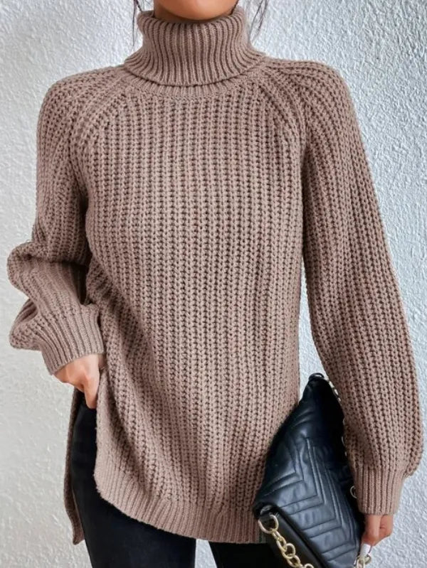 Nowy sweter z golfem w jednolitym kolorze, długie rękawy, wygodny i swobodny, uniwersalny styl.
