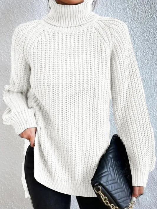 Nowy sweter z golfem w jednolitym kolorze, długie rękawy, wygodny i swobodny, uniwersalny styl.