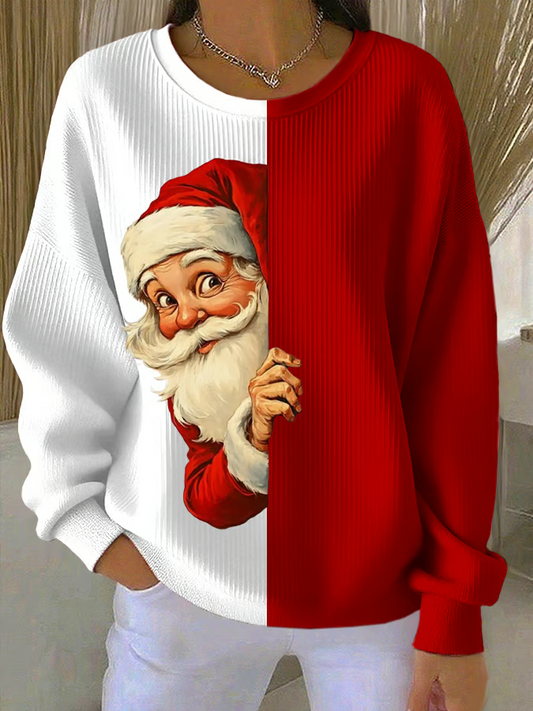 Klasyczna i wygodna bluza w kolorze czerwono-białym z wizerunkiem Świętego Mikołaja