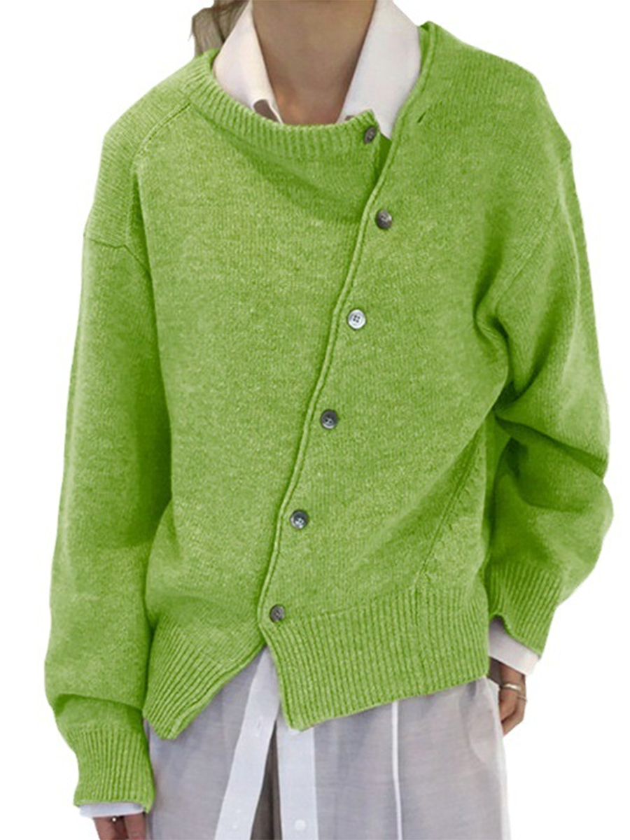 Damski sweter w stylu preppy w wielu kolorach z ukośnymi guzikami
