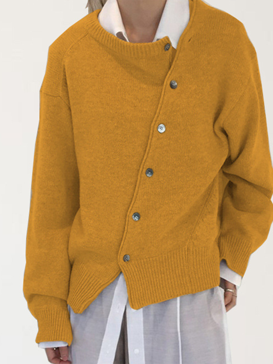 Damski sweter w stylu preppy w wielu kolorach z ukośnymi guzikami