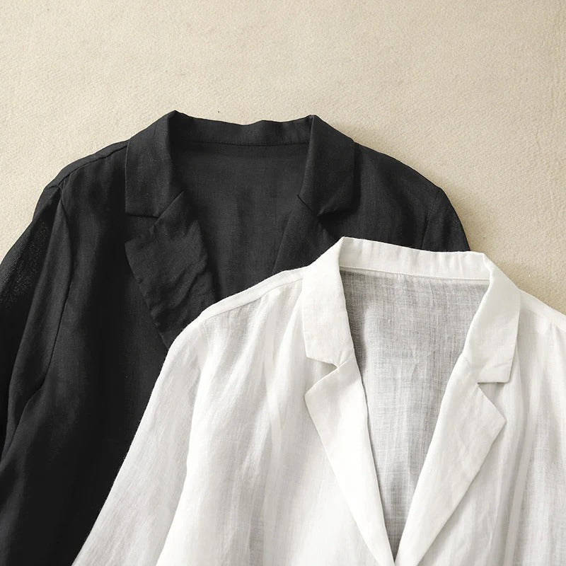 Elegancka i wygodna koszula z długim rękawem, klapami w stylu marynarki i kieszeniami z przodu