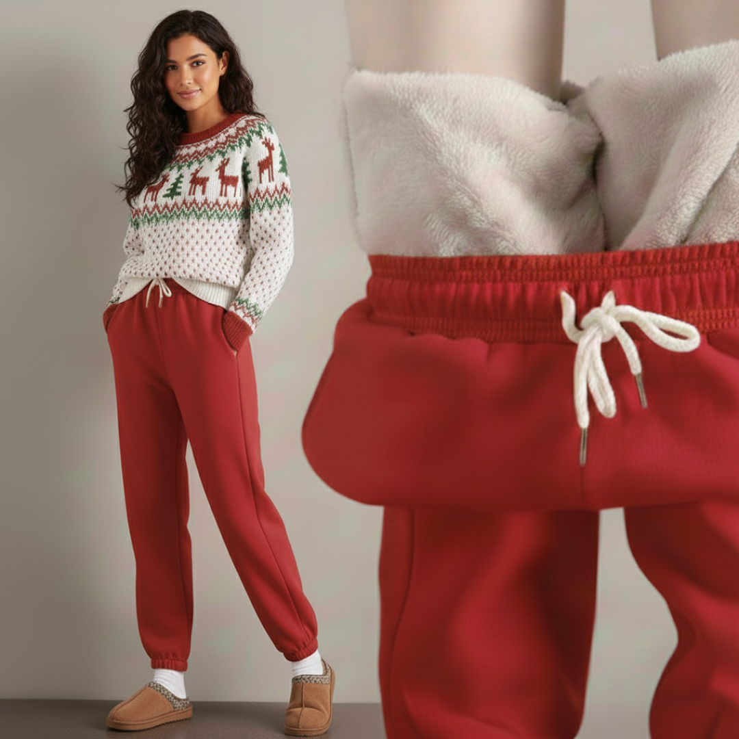 Te eleganckie i wygodne damskie spodnie dresowe o swobodnym kroju są wykonane z grubej wełnianej tkaniny i idealnie nadają się do noszenia jesienią i zimą.